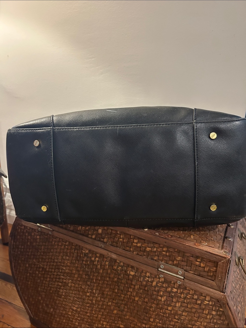 Tory Burch Black Leather Tote with Gold Hardware - Picture 5 of 7